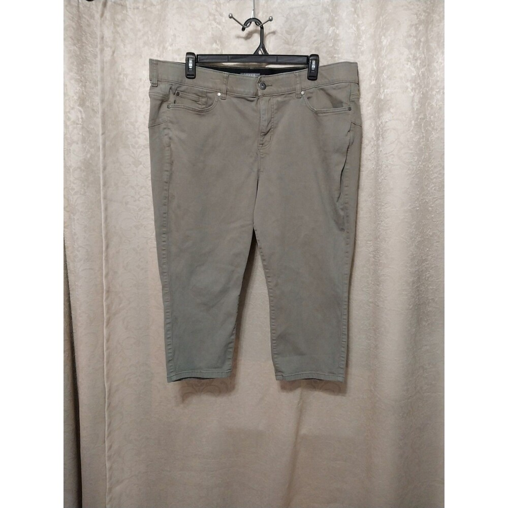 Torrid Bombshell Skinny Crop Pants 24 Plus Size Olive Green Stretch Twill Crop - Picture 3 of 8